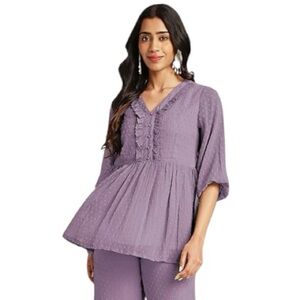 Altar'd State NWOT Lavender Ruffled Peasant Blouse Size Large